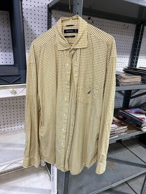 Nautica Men’s Yellow Grid-Check Button-Down Shirt